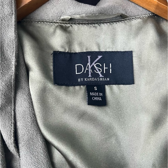 DASH by Kardashian Grey Faux Suede Jacket Swing Duster AA - Picture 3 of 4